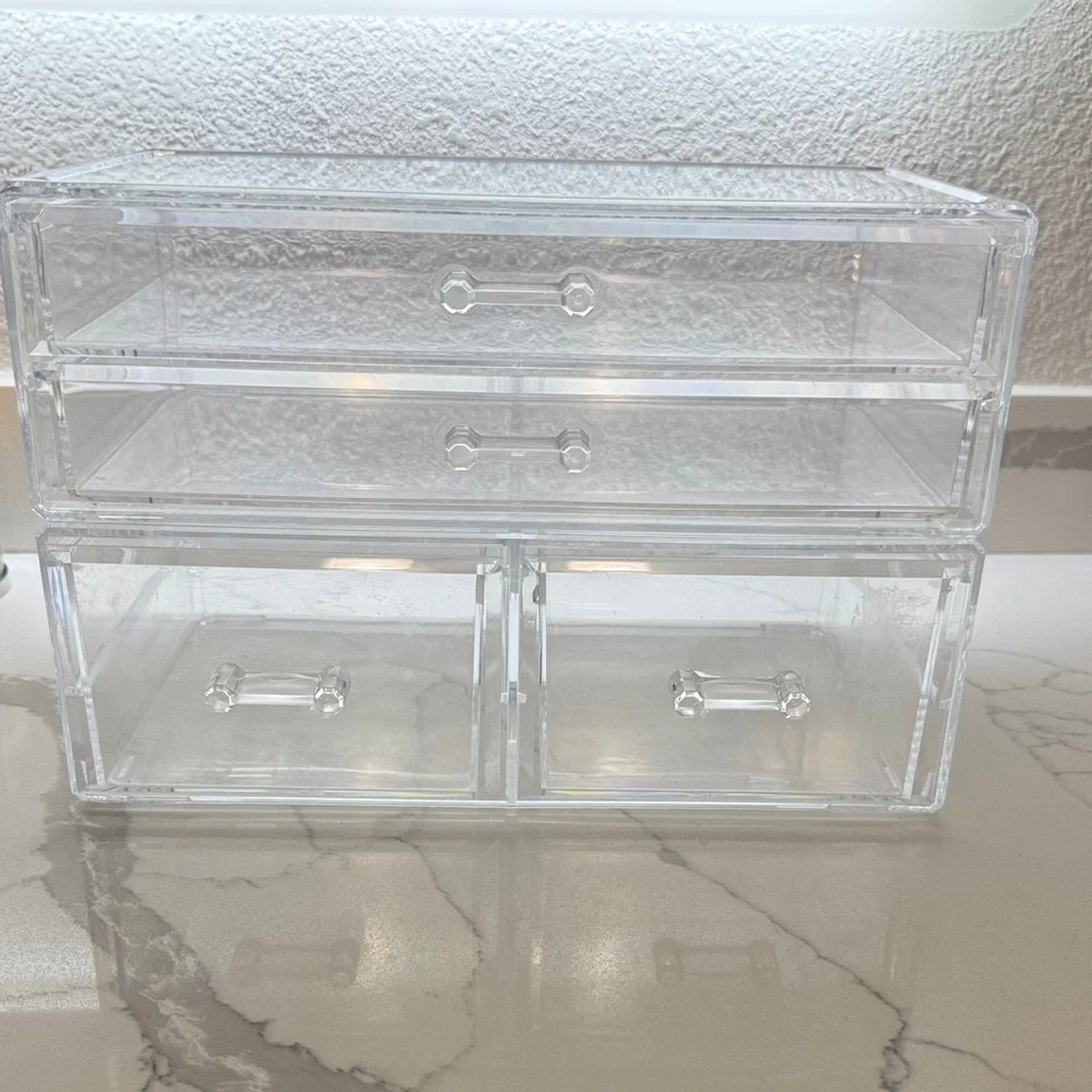 Clear Acrylic Makeup Organizer with Dual Drawers
